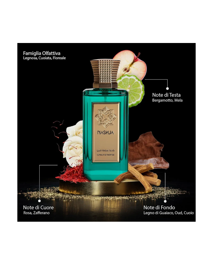 NASHJA SAFFRON OUD EXTRAIT DE PARFUM 100ML PROFUMO UNISEX SPRAY ORIGINALE