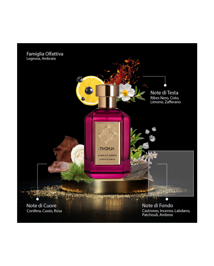 NASHJA SCARLET AMBER EXTRAIT DE PARFUM 100ML PROFUMO UNISEX SPRAY ORIGINALE