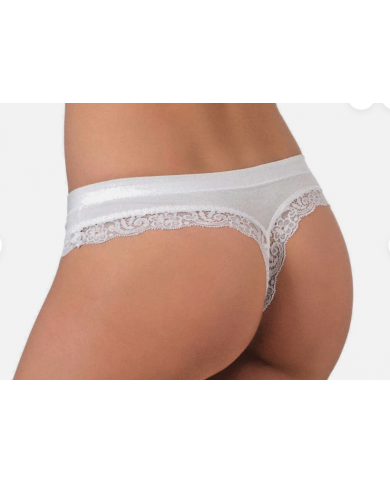 Jadea Perizoma Bianco Cotone Modal Elasticizzato e Pizzo Taglia S Art. 519