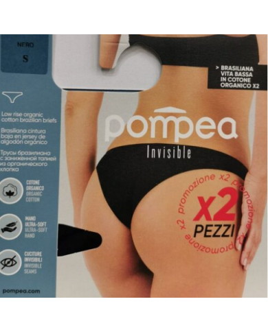 Pompea 2 Pack Brasiliana Donna Nudo Cotone Elasticizzato Vita Bassa Taglia L