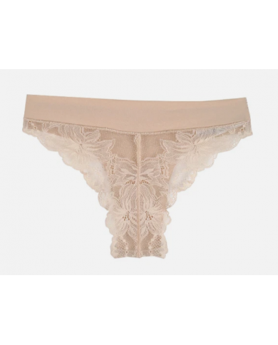 SI&LEI Slip Brasiliana 2447 Pizzo Cipria XL Invisibile Taglio a Laser