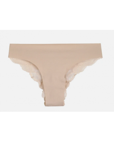 SI&LEI Slip Brasiliana 2447 Pizzo Cipria XL Invisibile Taglio a Laser