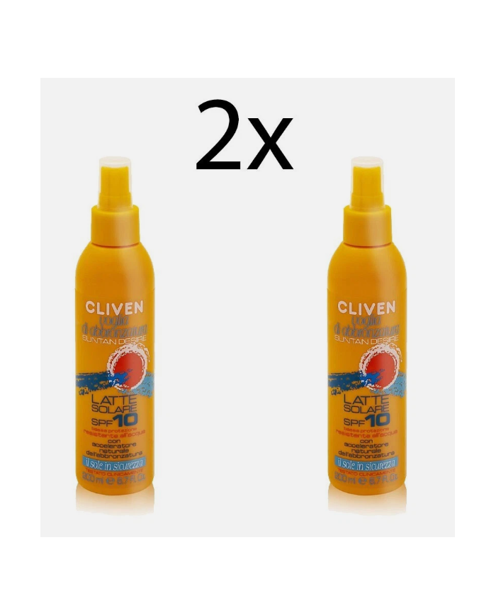 Cliven Latte Solare Protezione 10 Bipacco 2x200ml Mare Piscina Montagna