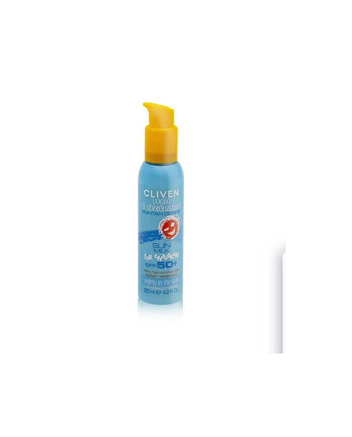 CLIVEN Solare Bimbi SPF 50+ Latte Solare Protezione Molto Alta Mare e Piscina