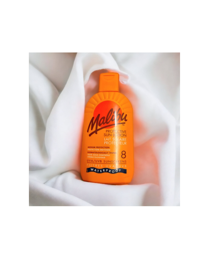 MALIBU Latte Solare SPF 8 Protezione UVA/UVB Waterproof Anti-Disidratazione 200m