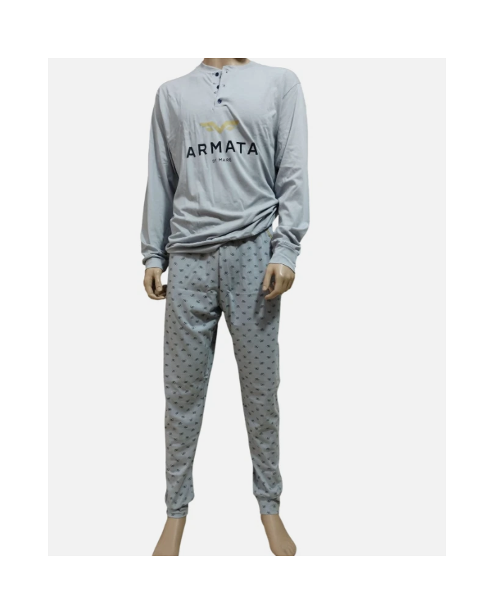 Armata di Mare Completo Notte Uomo Grigio Cotone Leggero Pantaloni Lunghi Taglia 54 XXL