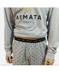 Armata di Mare Completo Notte Uomo Grigio Cotone Leggero Pantaloni Lunghi Taglia 54 XXL