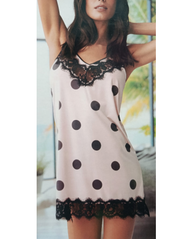 INTIMAMI Vestito da Camera Raso Bianco o Rosa a Pois Nero Sottoveste Lingerie