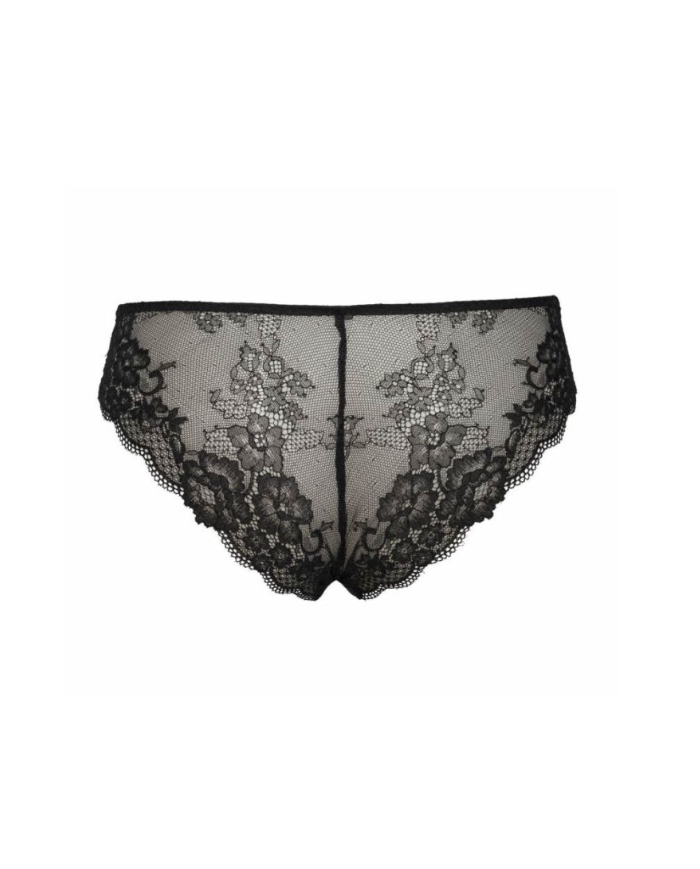 SIELEI Slip Brasiliano Intimo Donna Nero Raso e Pizzo Elegante Art 2445 Tg 2