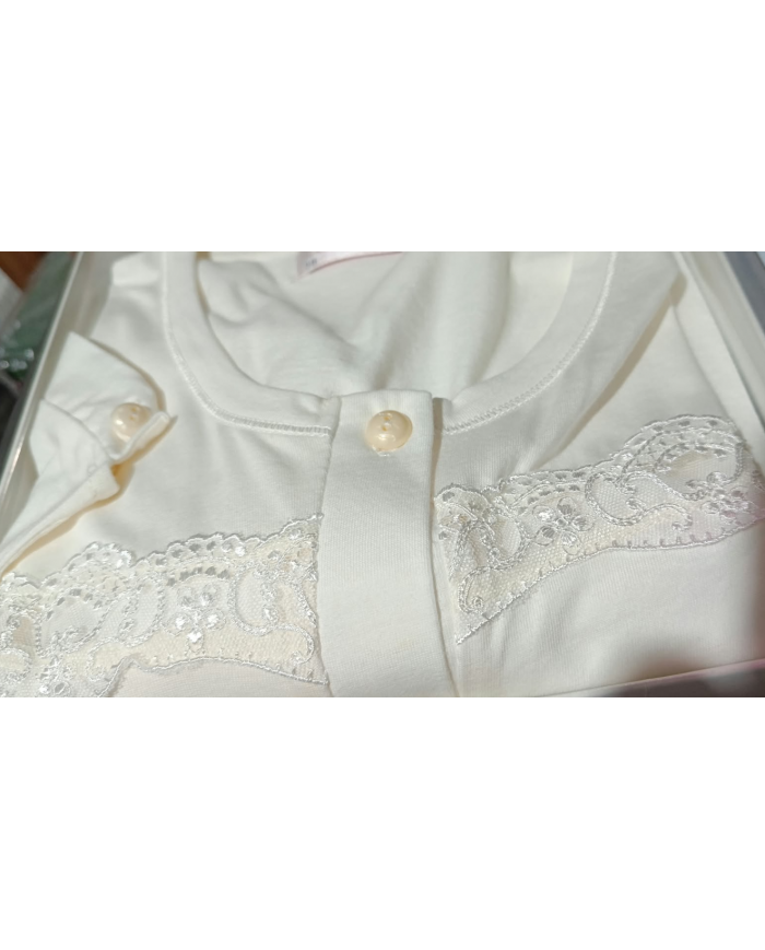 Lingerie Camicia da Notte Donna Manica Lunga Cotone Tagli Forti Taglia 58 5XL