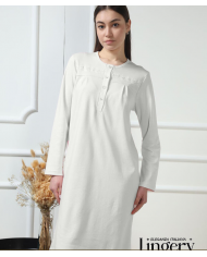 Lingerie Camicia da Notte Donna Manica Lunga Cotone Tagli Forti Taglia 58 5XL