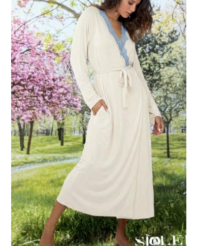 Sielei Vestaglia Donna Viscosa Elasticizzata Panna con Inserto in Pizzo tag 48
