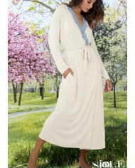 Sielei Vestaglia Donna Viscosa Elasticizzata Panna con Inserto in Pizzo tag 48