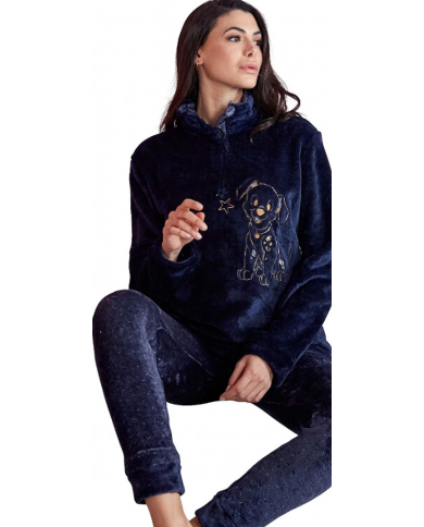 Oronero Pigiama Caldo Donna Articolo OD502 Pile Leggero Homewear Invernale
