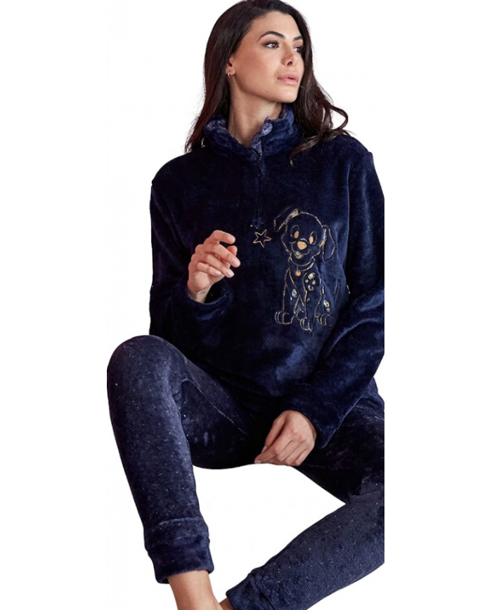 Oronero Pigiama Caldo Donna Articolo OD502 Pile Leggero Homewear Invernale