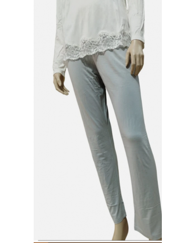 ANDRA Pigiama Notte Donna Caldo Cotone Articolo 8475 Scollo Serafino Lungo