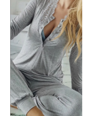 Lormar Pigiama Donna Silver Grigio Argento Caldo Cotone Articolo 65374P   8003432705187