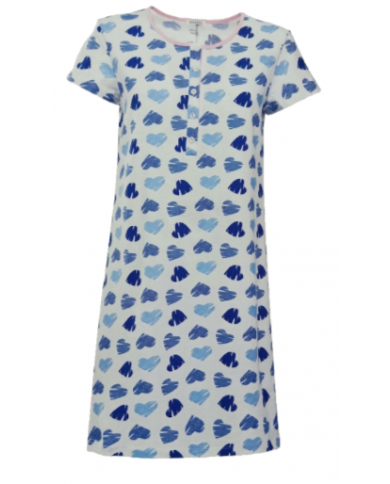 SIELEI Camicia da Notte Donna Azzurra Scollo Serafino Manica Corta Tg 44 S M   8300023699321