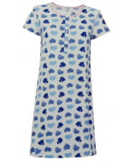 SIELEI Camicia da Notte Donna Azzurra Scollo Serafino Manica Corta Tg 44 S M   8300023699321