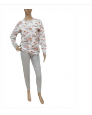 Venere Pigiama Donna Puro Cotone Invernale Manica e Pantalone Lungo Warm