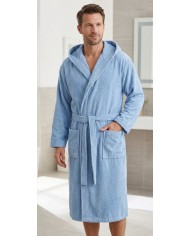 WASH Accappatoio Spugna Cotone Turchese Cappuccio Alta Assorbenza Unisex