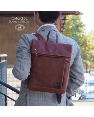 Zaino VERA PELLE Roll-top in pelle Oxford St. 13" ACCIAIO VERA PELLE - Liberty