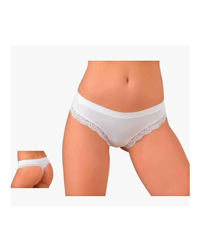 JADEA PERIZOMA BIANCO IN COTONE MODAL ELASTICIZZATO CON PIZZO MIS 2 ART 519