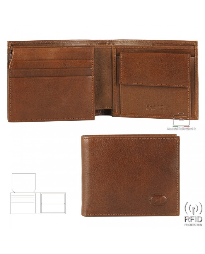 proteggi denaro con il piccolo anti-rfid pelle di vitello castagno a ribaltina