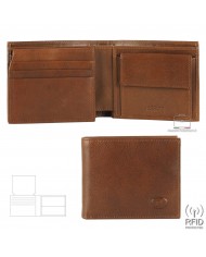 proteggi denaro con il piccolo anti-rfid pelle di vitello castagno a ribaltina