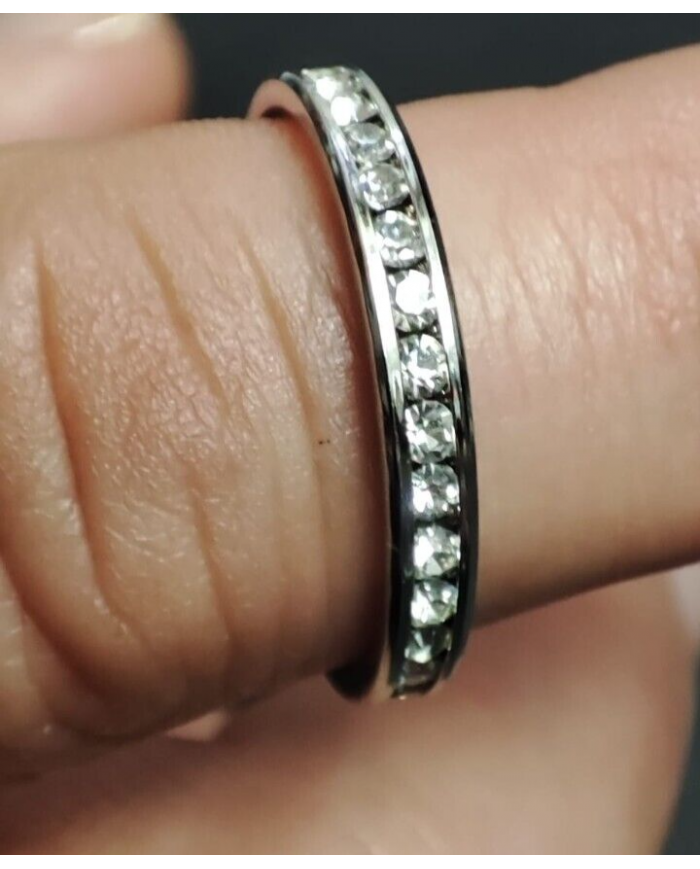 veretta acciaio zirconata luminosa trasparente raffinata mis 19 Anello femminile