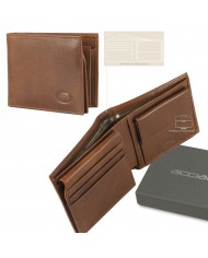 proteggi denaro con il piccolo anti-rfid pelle di vitello castagno a ribaltina