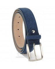 Cintura maschile scamosciata blu, "ACCIAIO" MADE IN ITALY 115 CM