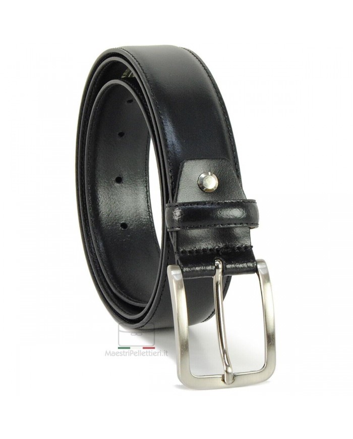 Cintura da cerimonia in pelle LISCIA 110-125 "ACCIAIO" maschile ITALY