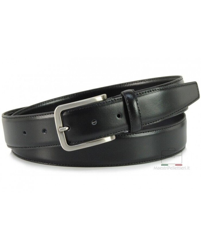Cintura da cerimonia in pelle LISCIA 110-125 "ACCIAIO" maschile ITALY