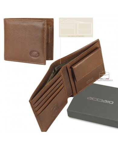 proteggi il denaro Portafoglio piccolo anti-rfid in pelle di vitello castagno