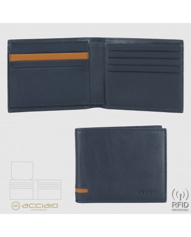 Portafoglio maschile con 15 carte di credito e patta, Blu, brand ACCIAIO  Italy