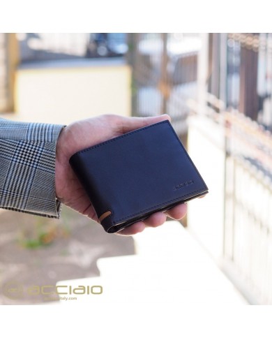 Portafoglio maschile con 15 carte di credito e patta, Blu, brand ACCIAIO  Italy