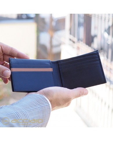 Portafoglio maschile con 15 carte di credito e patta, Blu, brand ACCIAIO  Italy