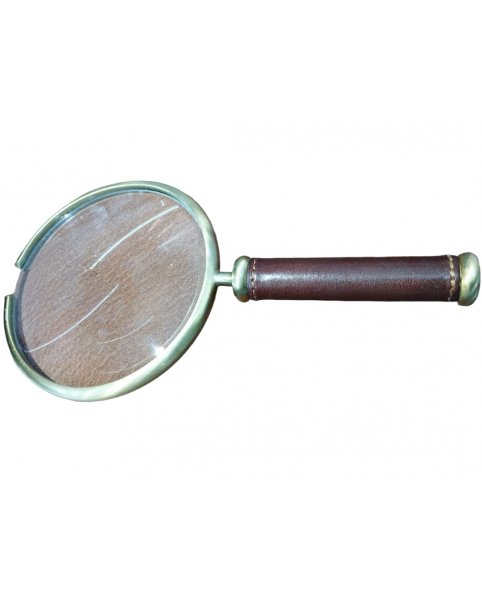 lente d'ingrandimento in ottone e pelle 3984c