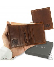 Portafoglio PELLE maschile con gancio fermasoldi clip anti-rFID ACCIAIO  Italy
