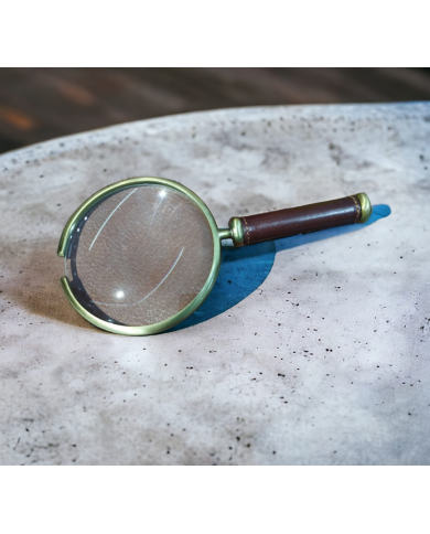 lente d'ingrandimento in ottone e pelle 3984c