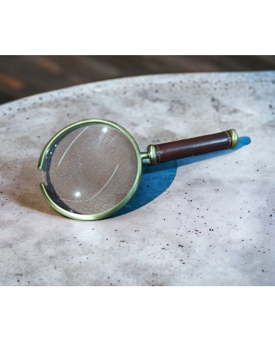 lente d'ingrandimento in ottone e pelle 3984c