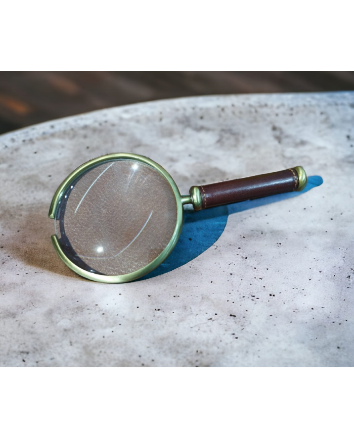 lente d'ingrandimento in ottone e pelle 3984c