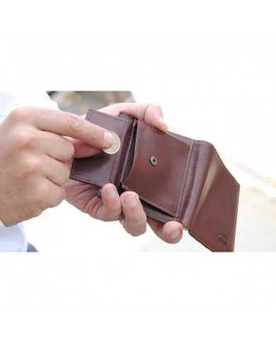 Portafoglio PELLE maschile con gancio fermasoldi clip anti-rFID ACCIAIO  Italy