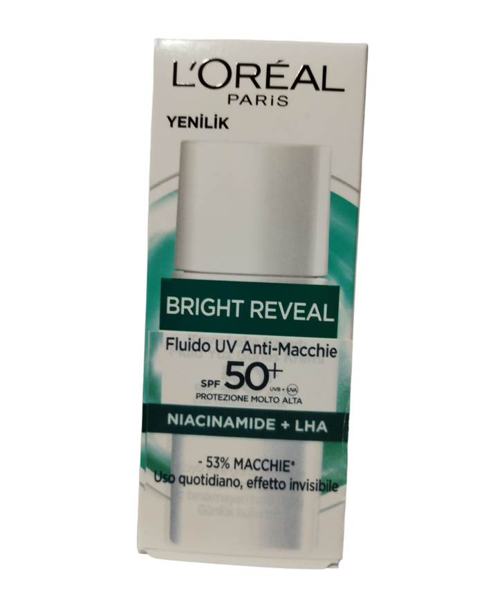L'OREAL CREMA SOLARE VISO FLUIDA ANTI-MACCHIE SPF 50+ 50ML NIACINAMIDE + LHA