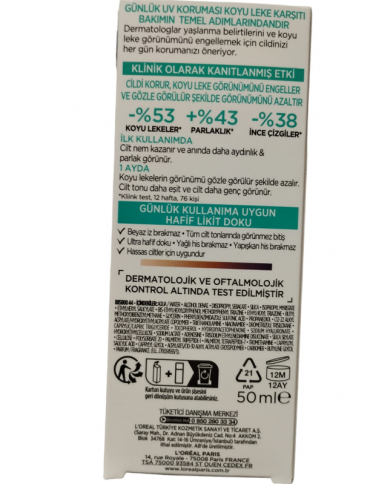 L'OREAL CREMA SOLARE VISO FLUIDA ANTI-MACCHIE SPF 50+ 50ML NIACINAMIDE + LHA