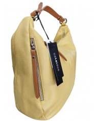 borsa femminile caleidos in pelle giallo con tracolla multi tasca e cerniera