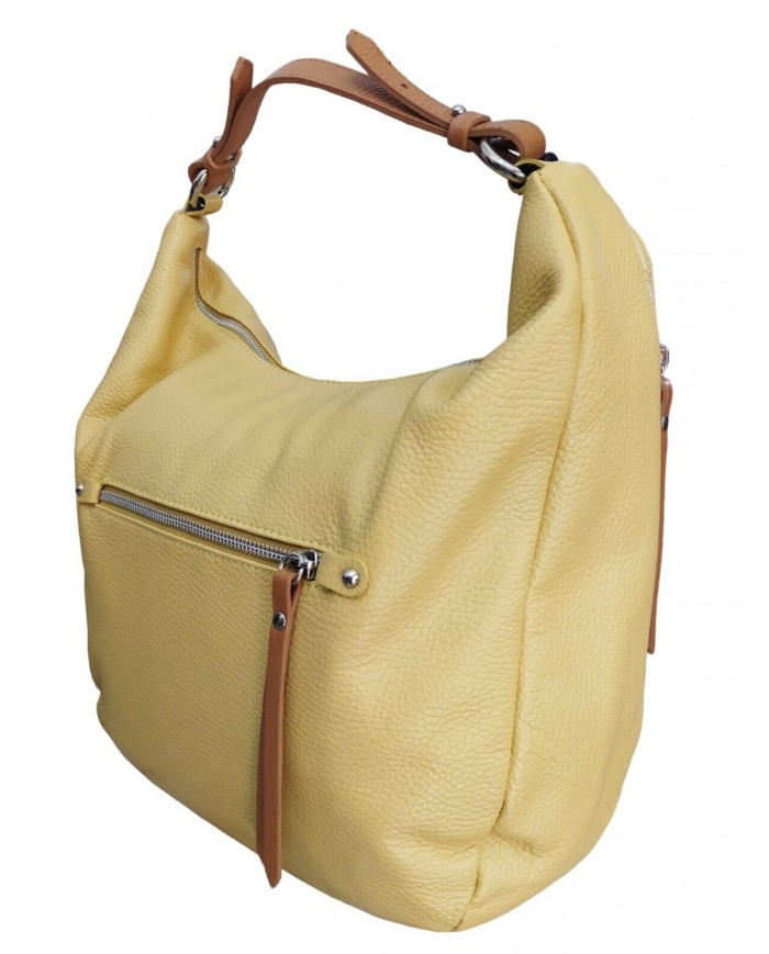 borsa femminile caleidos in pelle giallo con tracolla multi tasca e cerniera