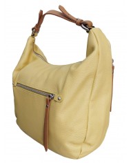 borsa femminile caleidos in pelle giallo con tracolla multi tasca e cerniera