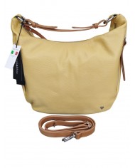 borsa femminile caleidos in pelle giallo con tracolla multi tasca e cerniera